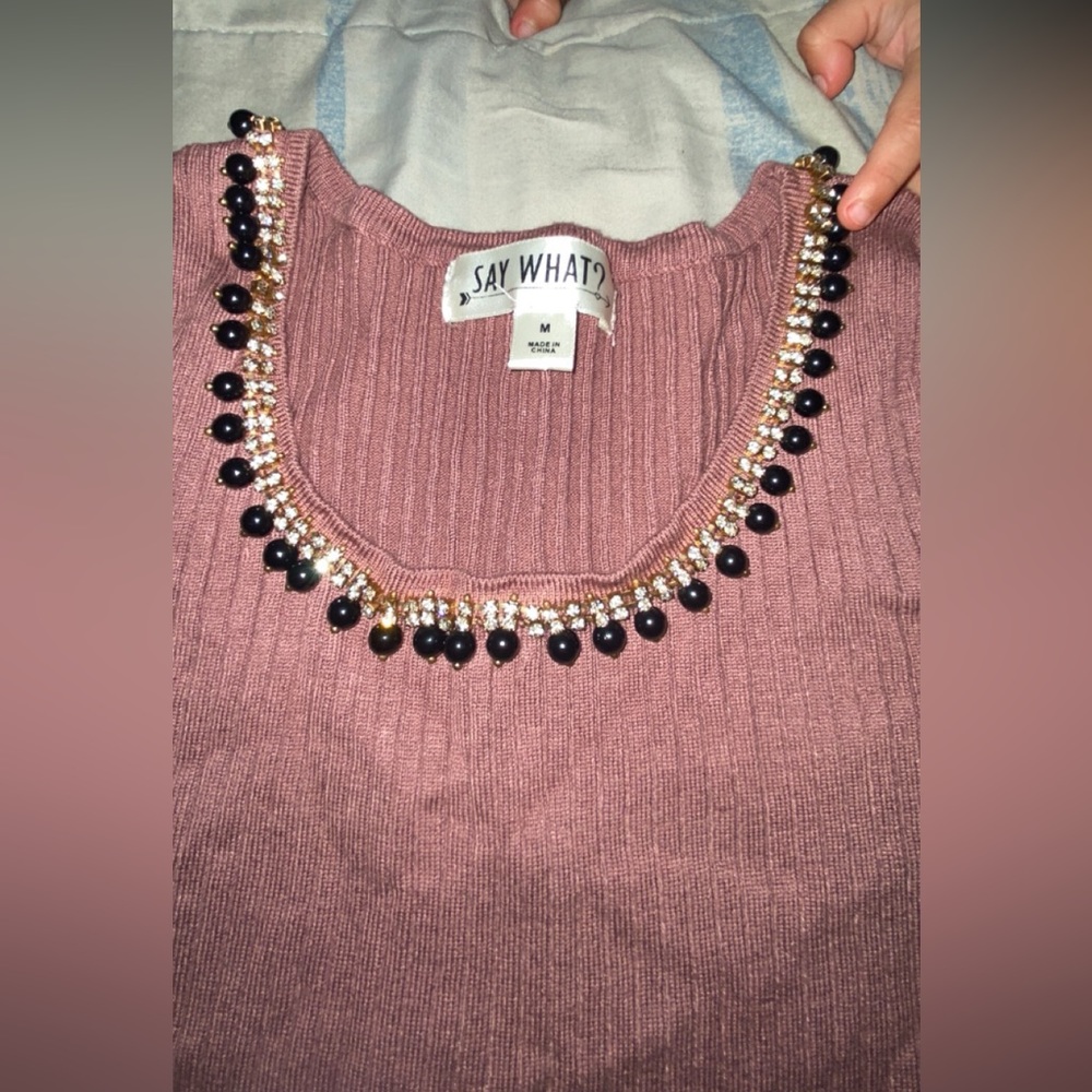 Brand Say what?, size M, it’s cumfy warm  off shoulder type dress